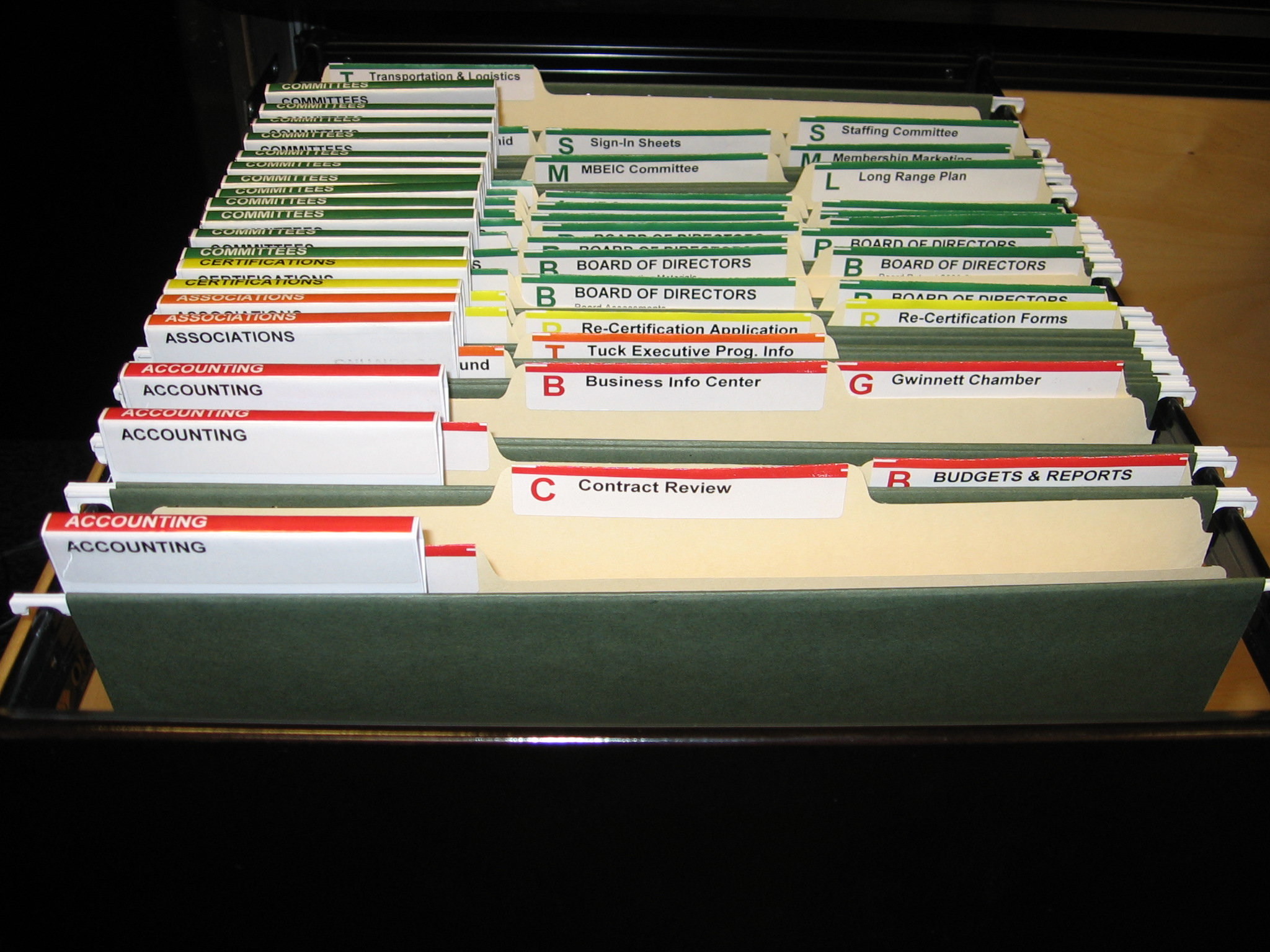 Example of Paper Records Filing System using the SMEAD Viewables labeling system. Copyright 2008. Equilibria, Inc. All Rights Reserved.