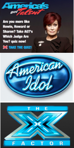 America's Got Talent, American Idol and The X-Factor Reality Shows